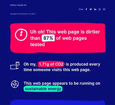 schlechtes Testergebnis bei Websitecarbon
